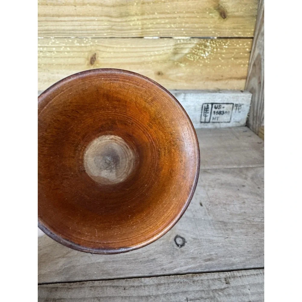 Vintage Hand Carved Wood  Bud Vase Folk Art‎ Decor Flower Design